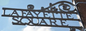 Lafayette Square in St. Louis Mo Sign attached to bricks